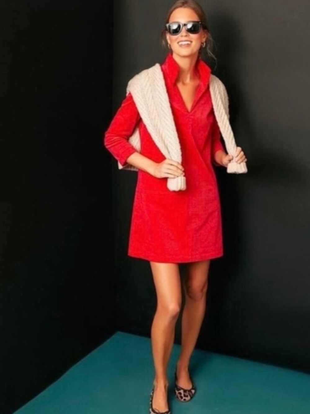 NWT Tuckernuck Dress Clifton Corduroy Mini Polo Collar in Red